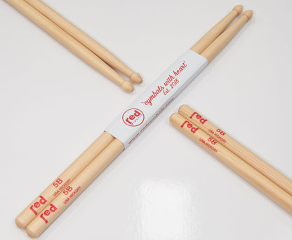 Red Cymbals Drum Sticks Red Drumsticks Natural Series multiple sizes Red Cymbals - Red Drumsticks - Natural Series - USA Hickory