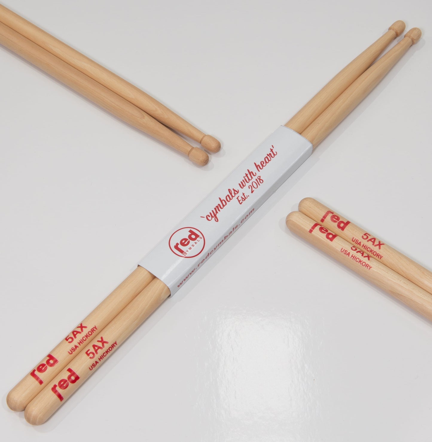 Red Cymbals Drum Sticks Red Drumsticks Natural Series multiple sizes Red Cymbals - Red Drumsticks - Natural Series - USA Hickory