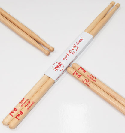 Red Cymbals Drum Sticks Red Drumsticks Natural Series multiple sizes Red Cymbals - Red Drumsticks - Natural Series - USA Hickory