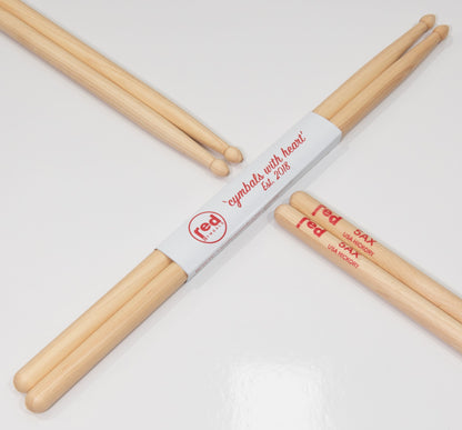 Red Cymbals Drum Sticks Red Drumsticks Natural Series multiple sizes Red Cymbals - Red Drumsticks - Natural Series - USA Hickory