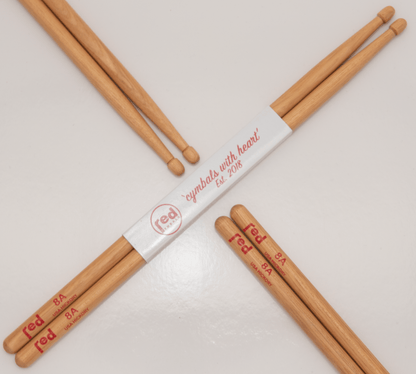 Red Cymbals Drum Sticks Red Drumsticks Natural Series multiple sizes Red Cymbals - Red Drumsticks - Natural Series - USA Hickory